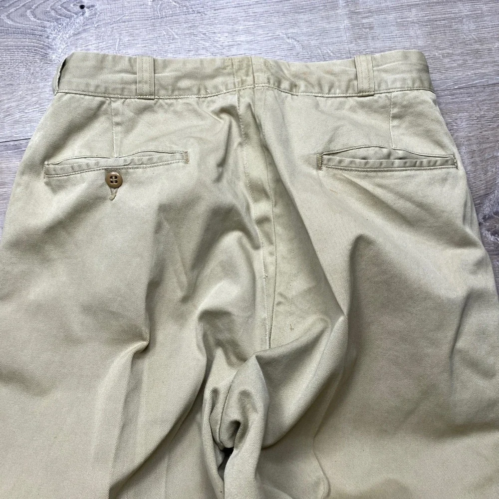 Vintage 50s Pleated Khaki Workwear Pants Prentice Zip Military Heavy Twill 30x30